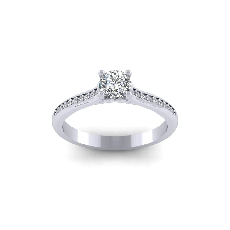 Platinum 0.50ct Diamond 'Love' Solitaire Engagement Ring.