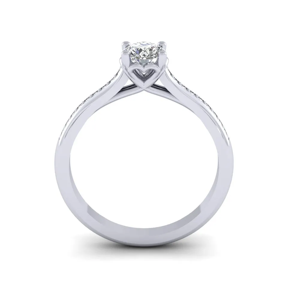Platinum 0.50ct Diamond 'Love' Solitaire Engagement Ring.