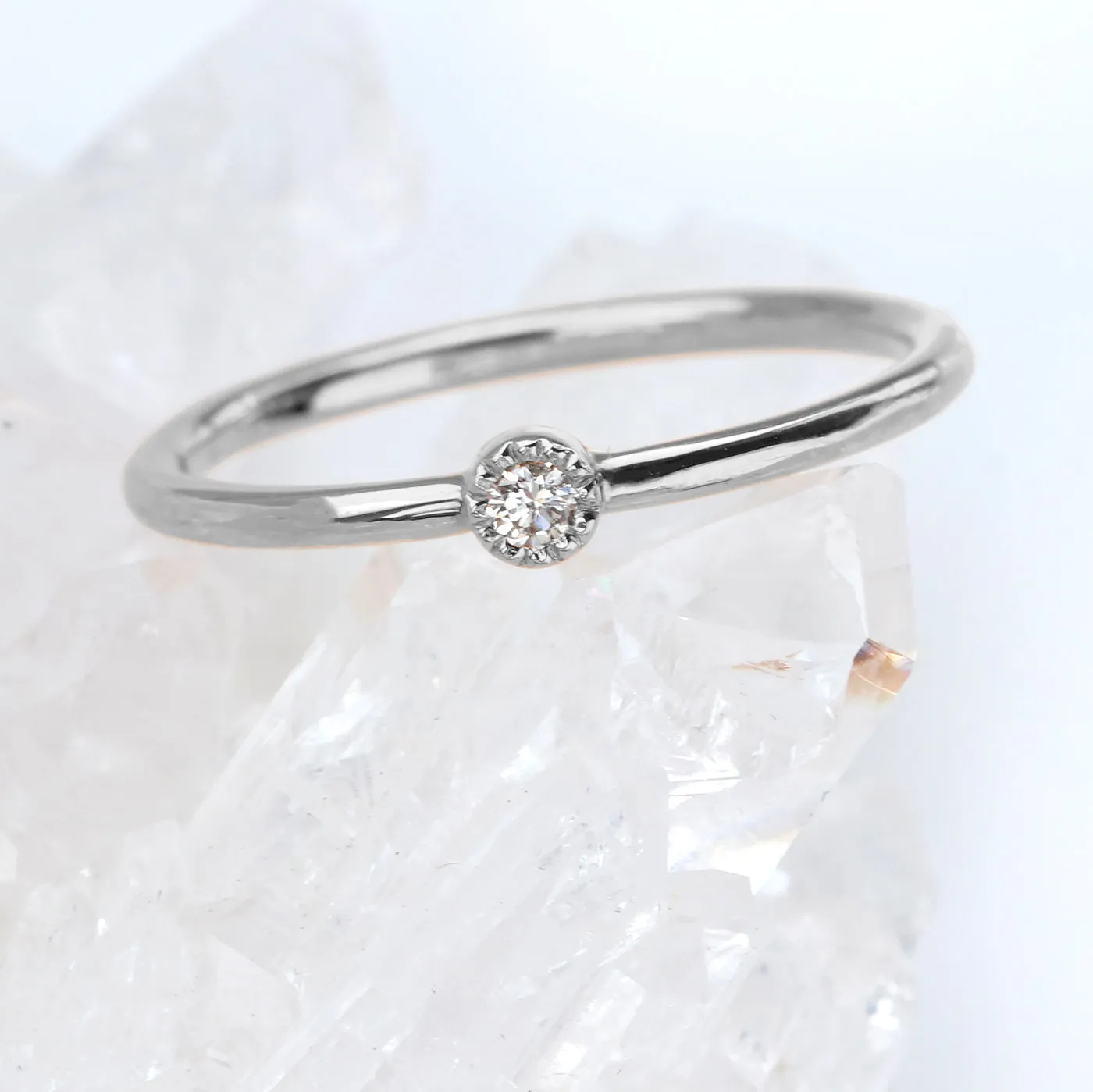 Platinum Milgrain Diamond Solitaire Ring