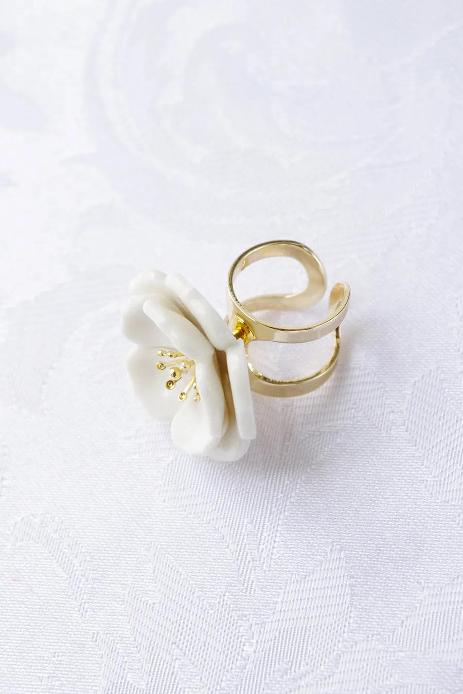 Porcelain Plum Blossom Statement Ring