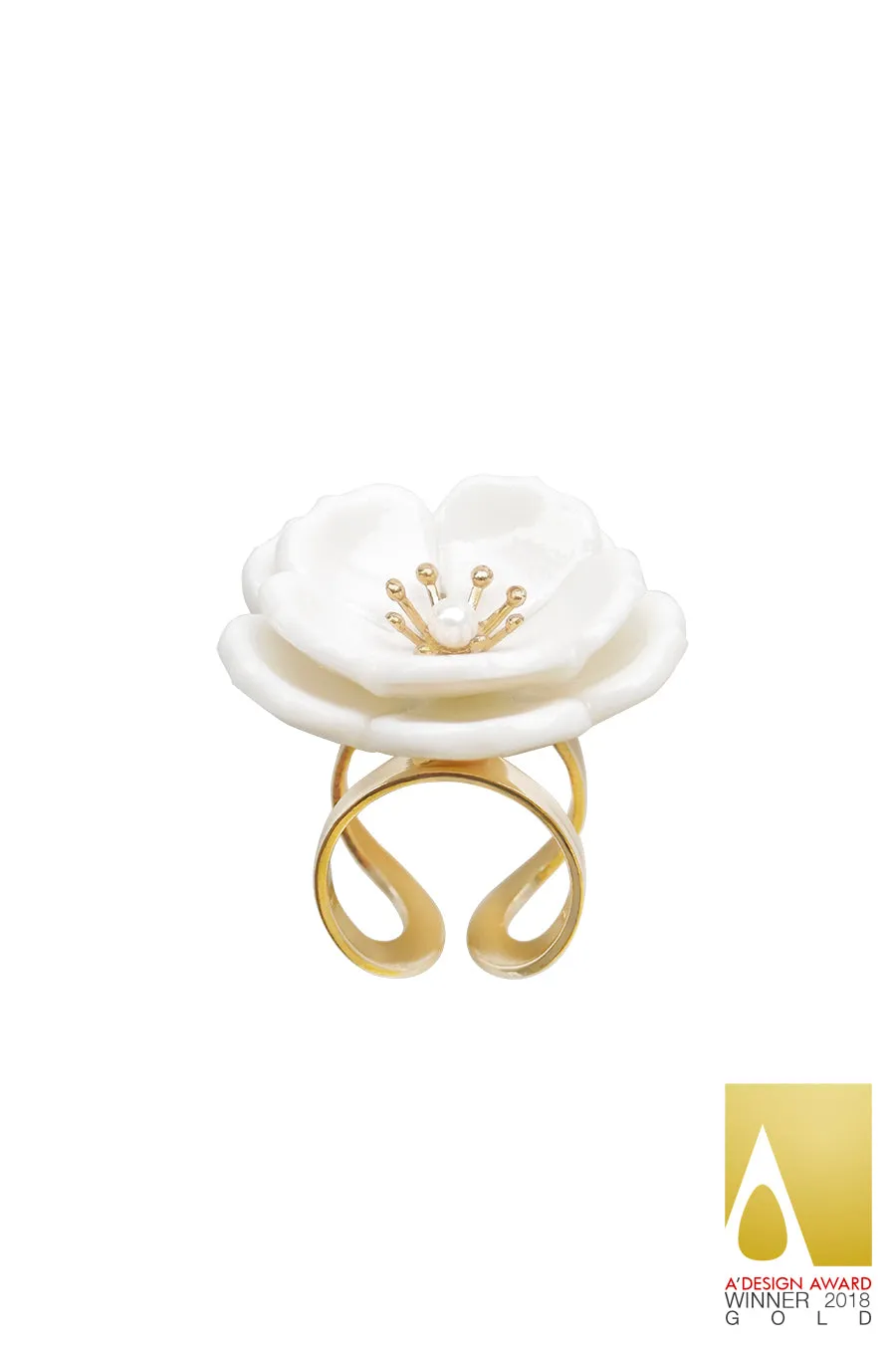 Porcelain Plum Blossom Statement Ring