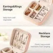 Portable Jewellery Organizer - Travel-Friendly Ring, Necklace, and Earring Storage Box Pink