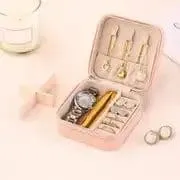 Portable Jewellery Organizer - Travel-Friendly Ring, Necklace, and Earring Storage Box Pink