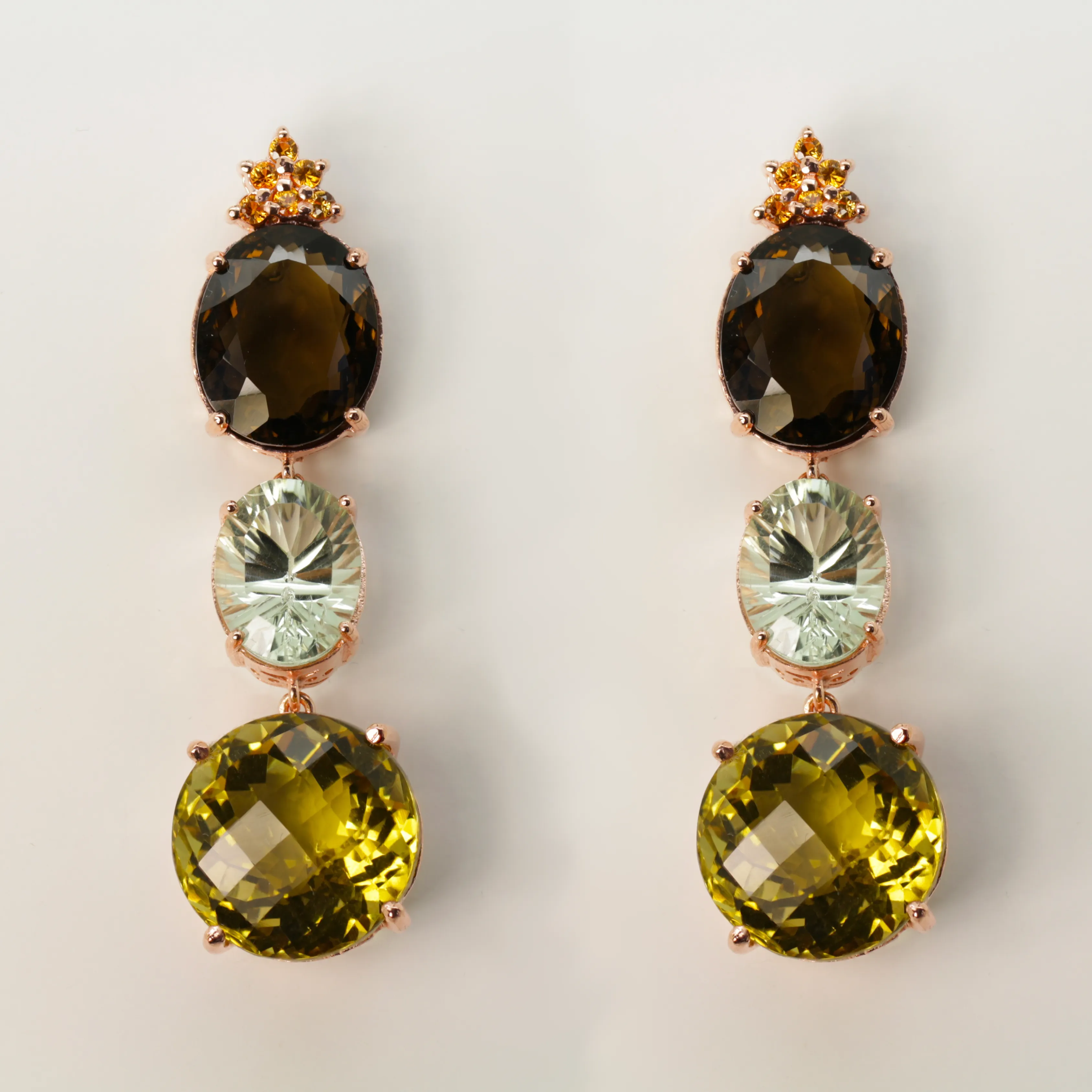 Quartz and Amethyst Earrings