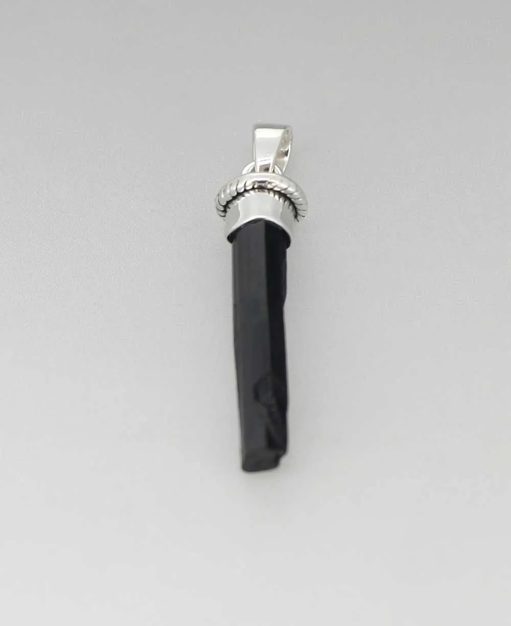 Raw Black Tourmaline Shard Pendant