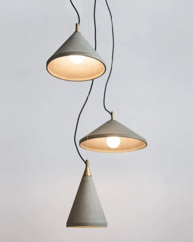 Recycled Concrete & Brass Cone Pendant | BENTU