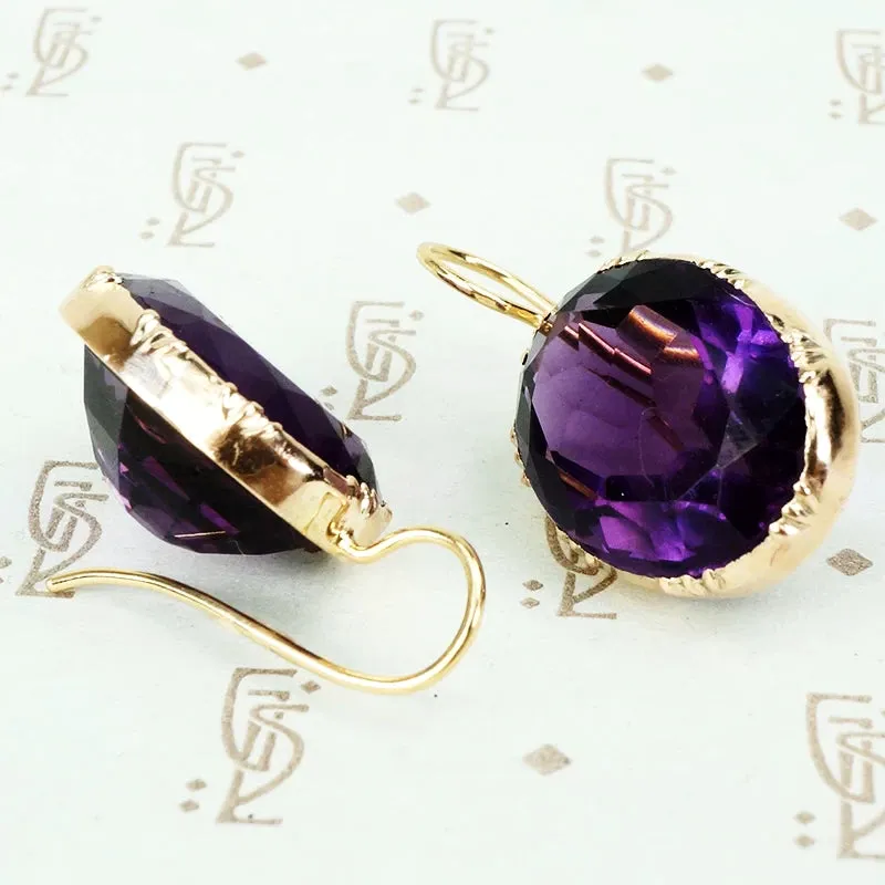 Regal Antique Collet Set Amethyst Earrings