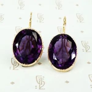 Regal Antique Collet Set Amethyst Earrings