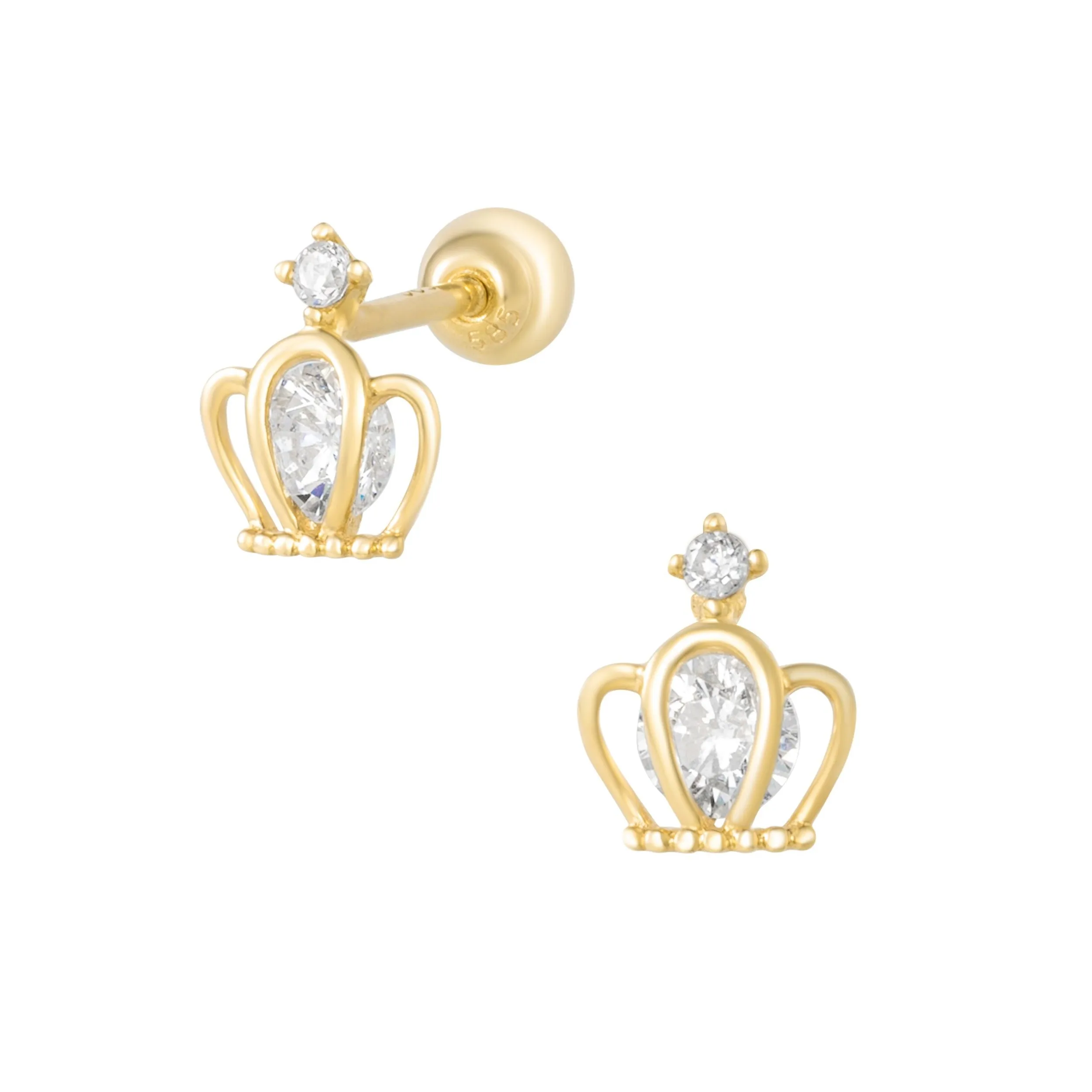 Regal Crown Piercing in Yellow Gold with Cubic Zirconia