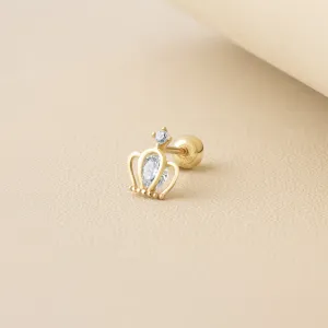 Regal Crown Piercing in Yellow Gold with Cubic Zirconia