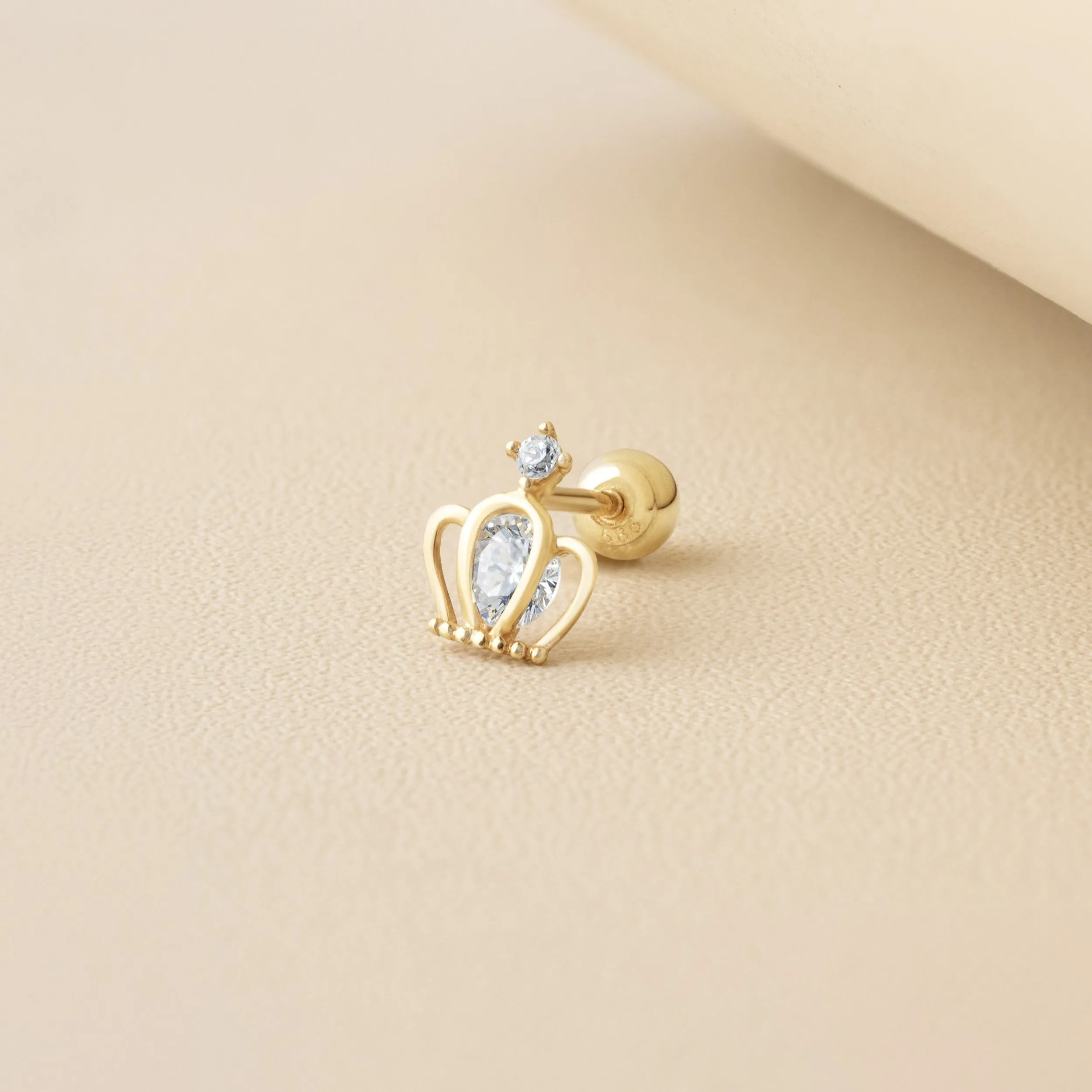 Regal Crown Piercing in Yellow Gold with Cubic Zirconia