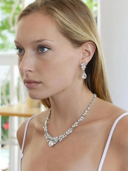Regal Crystal Bridal or Prom Necklace & Earrings Set