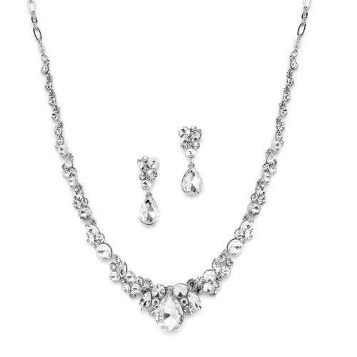 Regal Crystal Bridal or Prom Necklace & Earrings Set