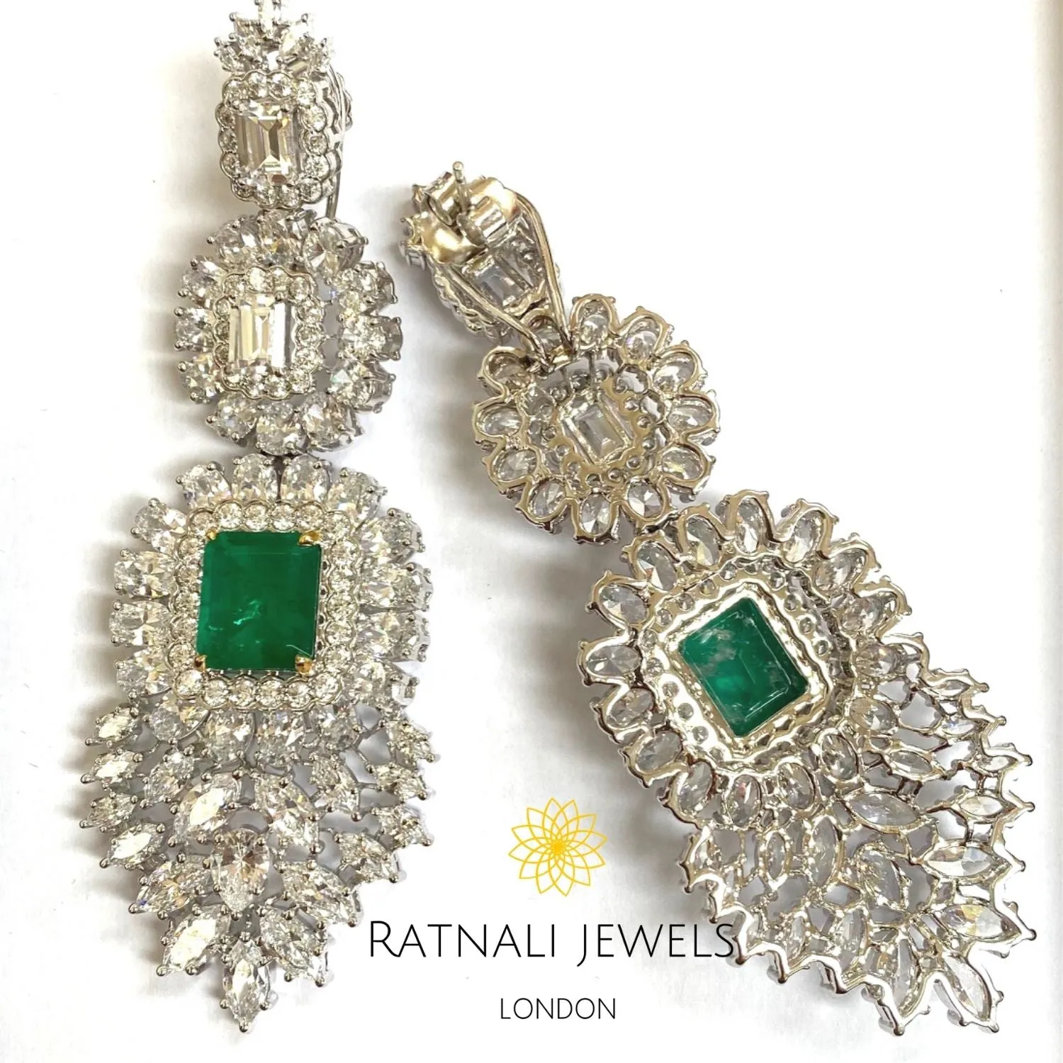 Regal Emerald & Diamond Chandelier Earrings