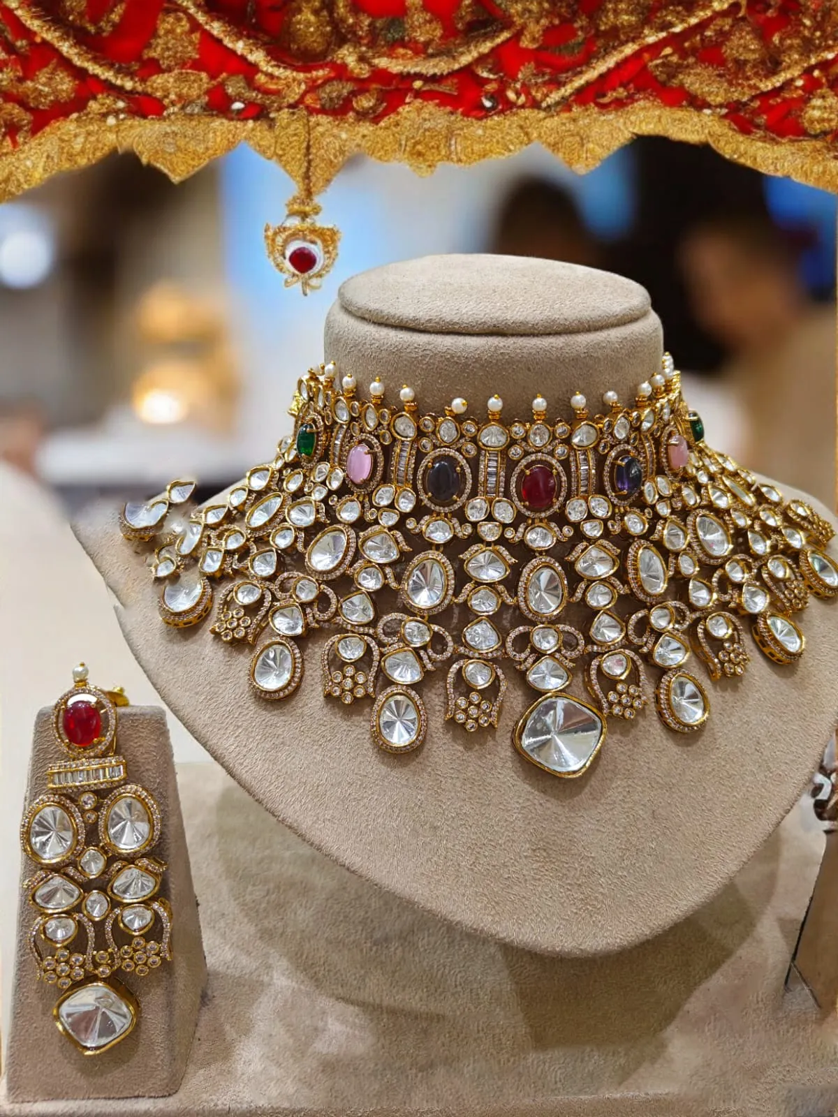 Regal Multi Stone Polki Choker Jewellery Set, Kundan Choker Set, Indian Bollywood Jewelry Set, Kundan Necklace Set, Indian Wedding