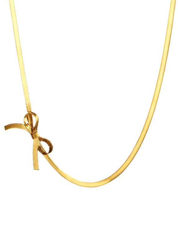 Ribbon Bow Necklace 18k Plated
