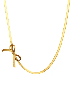 Ribbon Bow Necklace 18k Plated