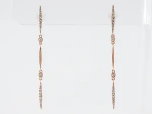 Round Brilliant Cut Diamond Dangle Earrings in 18k Rose Gold