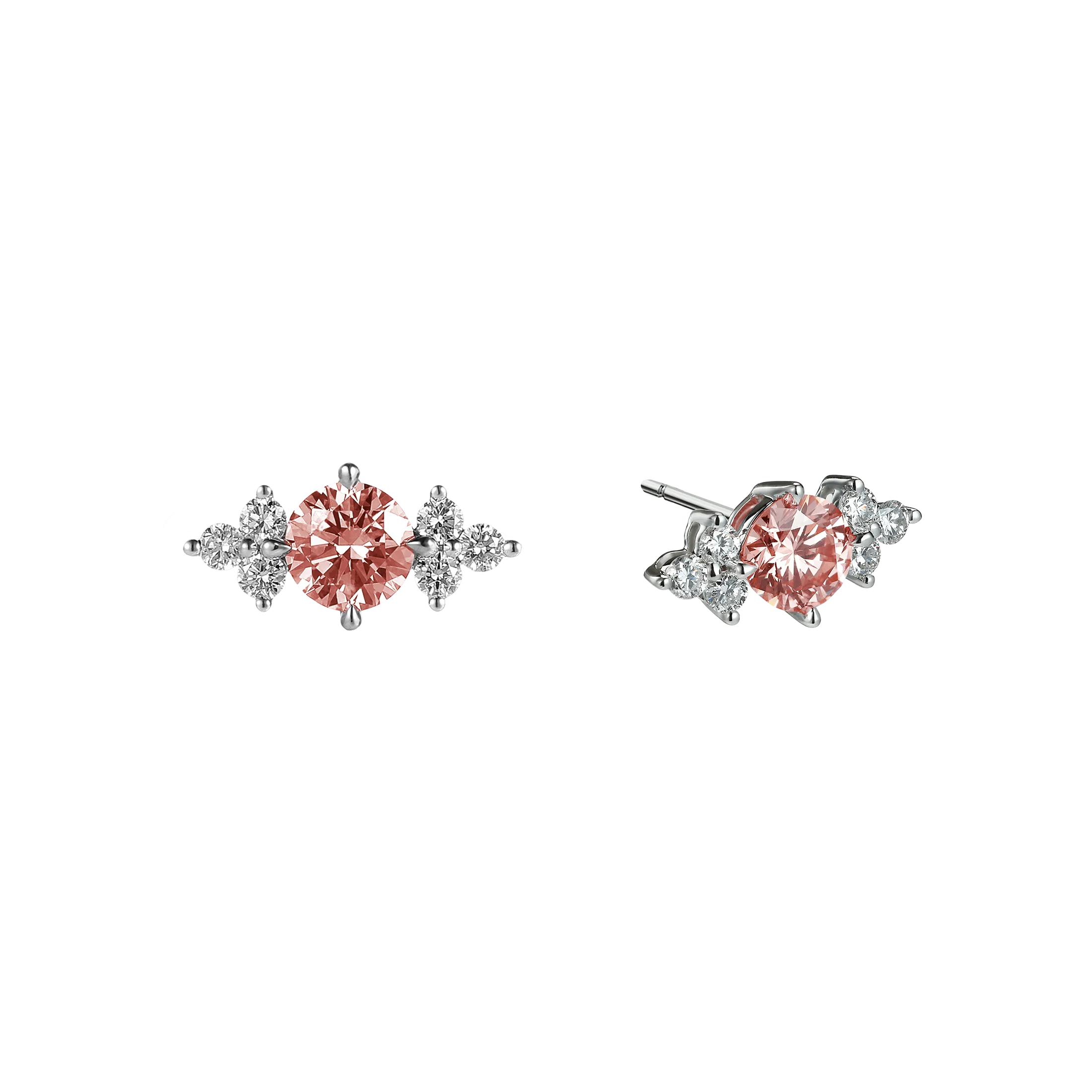 Round brilliant pink joy earrings