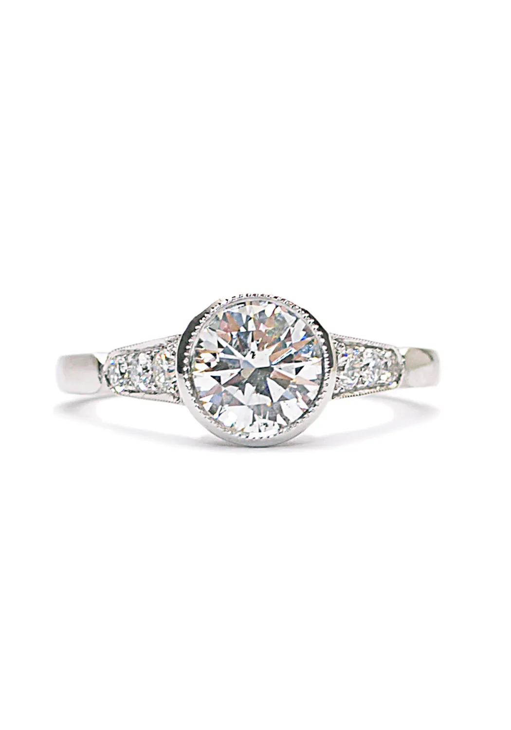 Sébastien Barier Platinum Bezel Round Diamond Ring