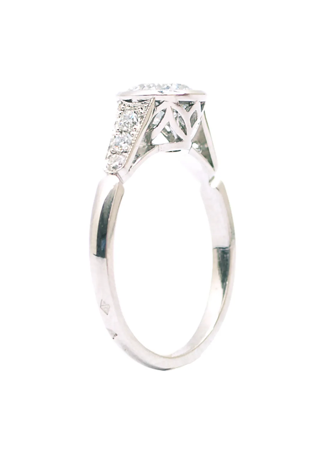 Sébastien Barier Platinum Bezel Round Diamond Ring