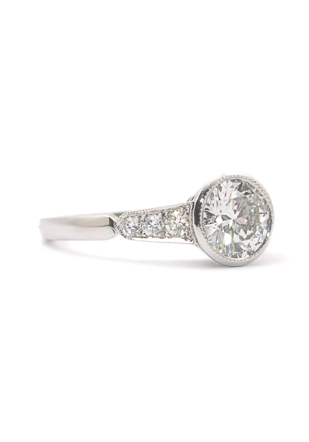 Sébastien Barier Platinum Bezel Round Diamond Ring