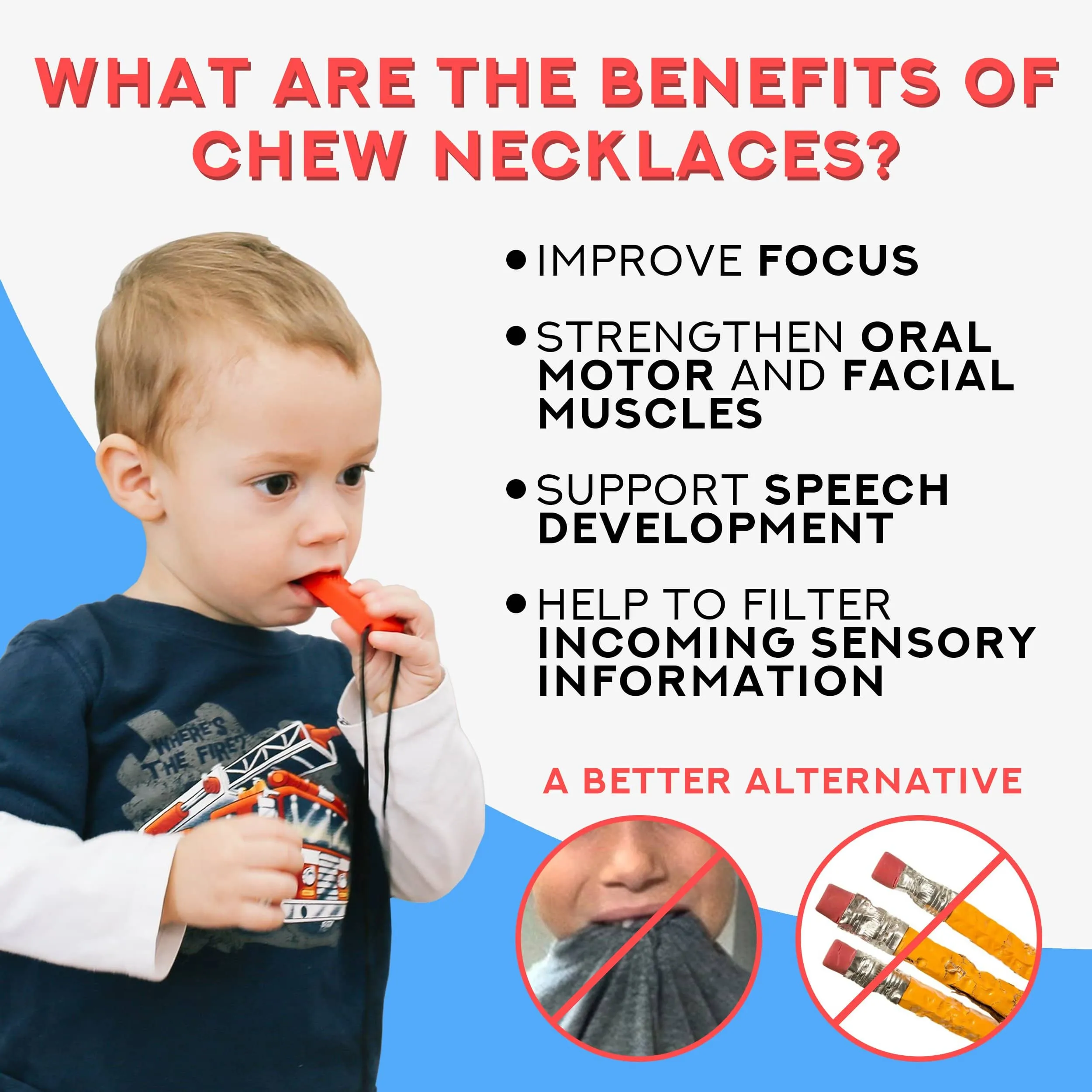 Sensory Brick Chew Necklace with Pencil Topper
