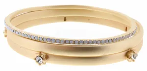 Set of 3, Clear Circular Burst, Gold, and Moonstone Bracelet