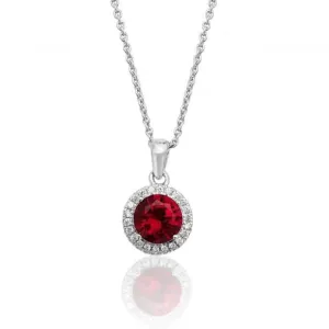 Silver & Co Halo Red CZ Pendant with Chain SPG0009RU