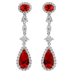 Silver Deep Crimson Regal Teardrops