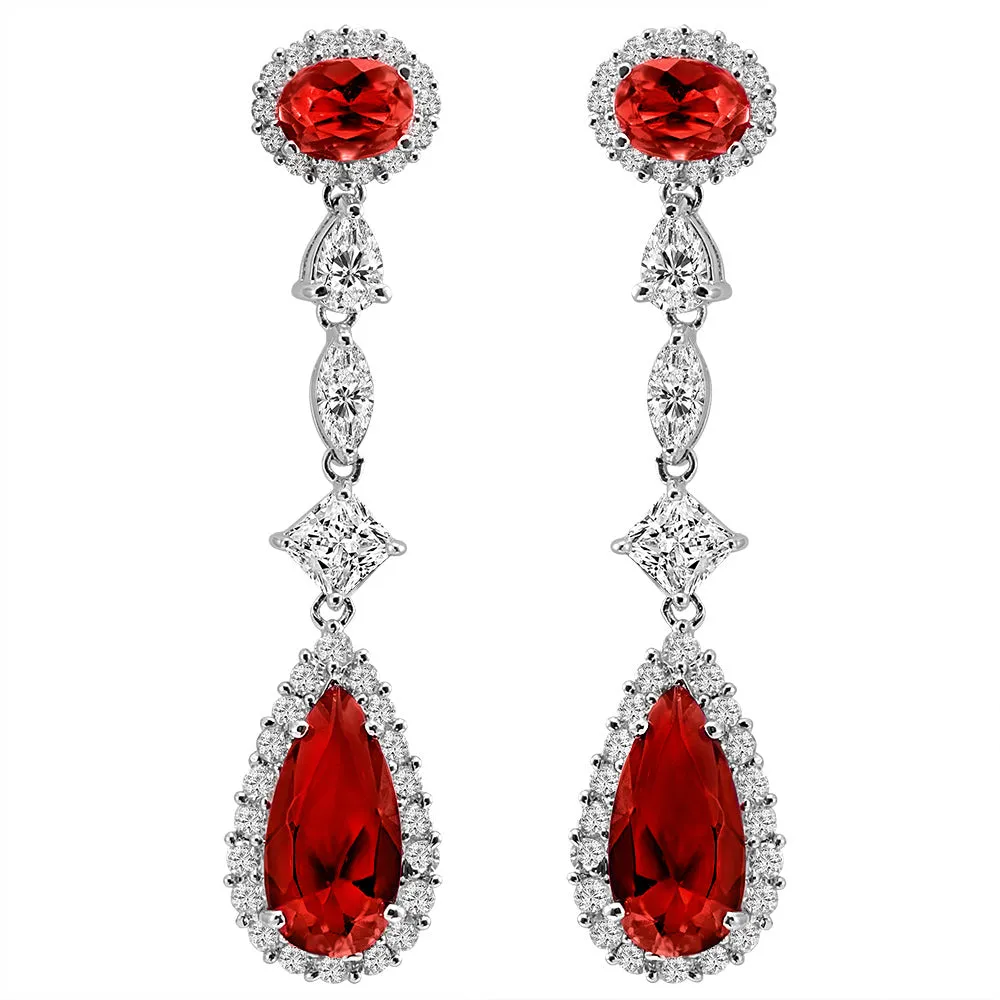 Silver Deep Crimson Regal Teardrops