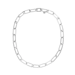 Silver Long Oval Links Necklace