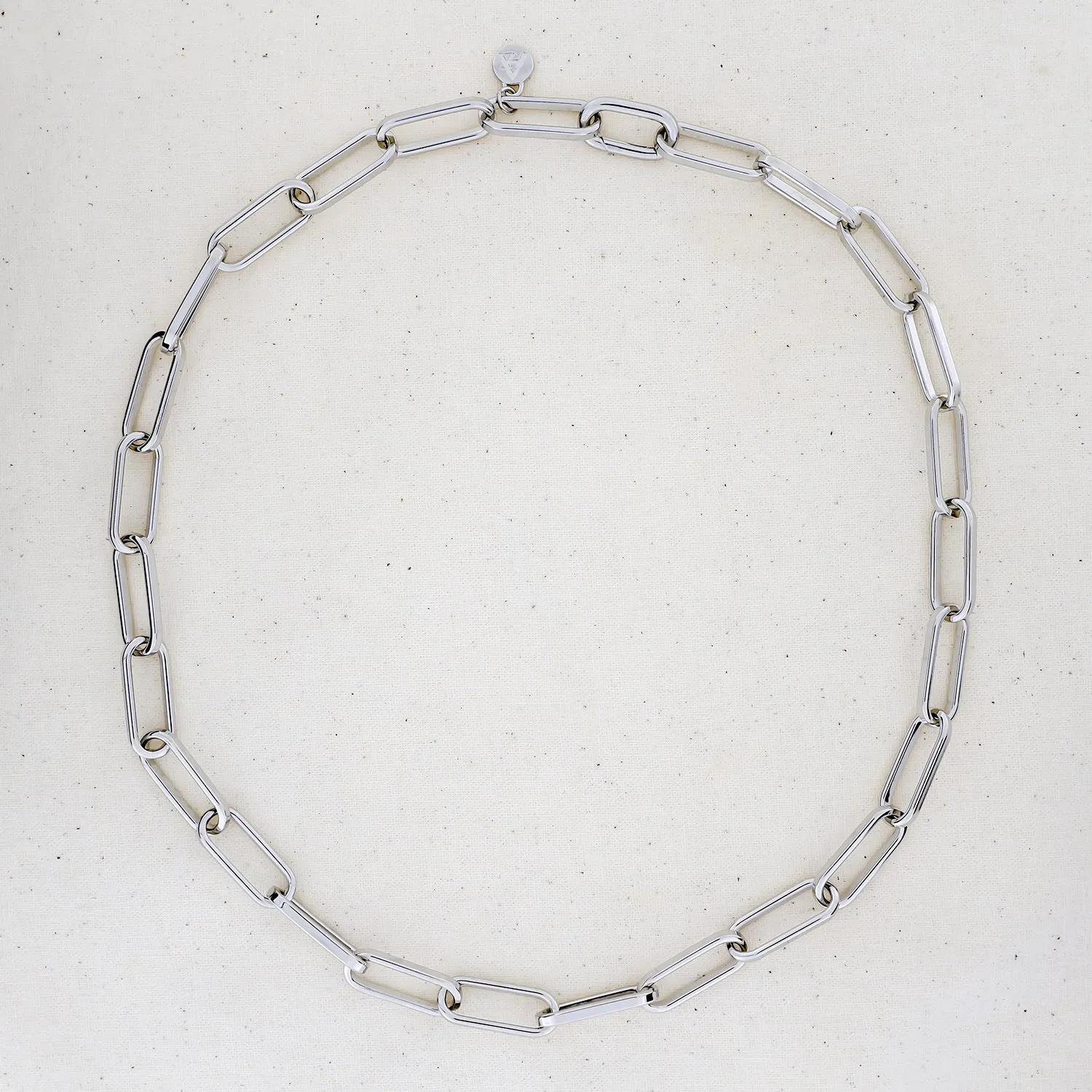 Silver Long Oval Links Necklace