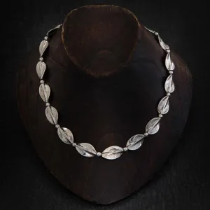 Silver Oxidised Twist Ovals Necklace