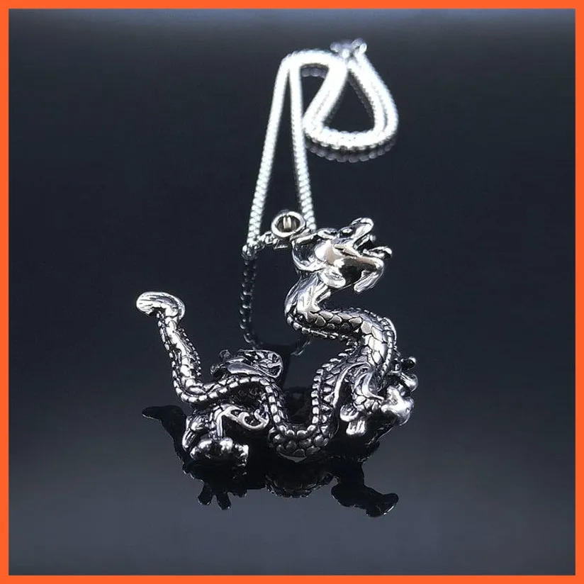 Silver Stainless Steel Dragon Chain Necklaces