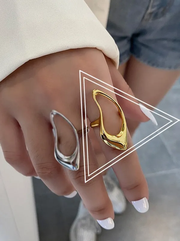 Simple style design, versatile metal texture hollow ring