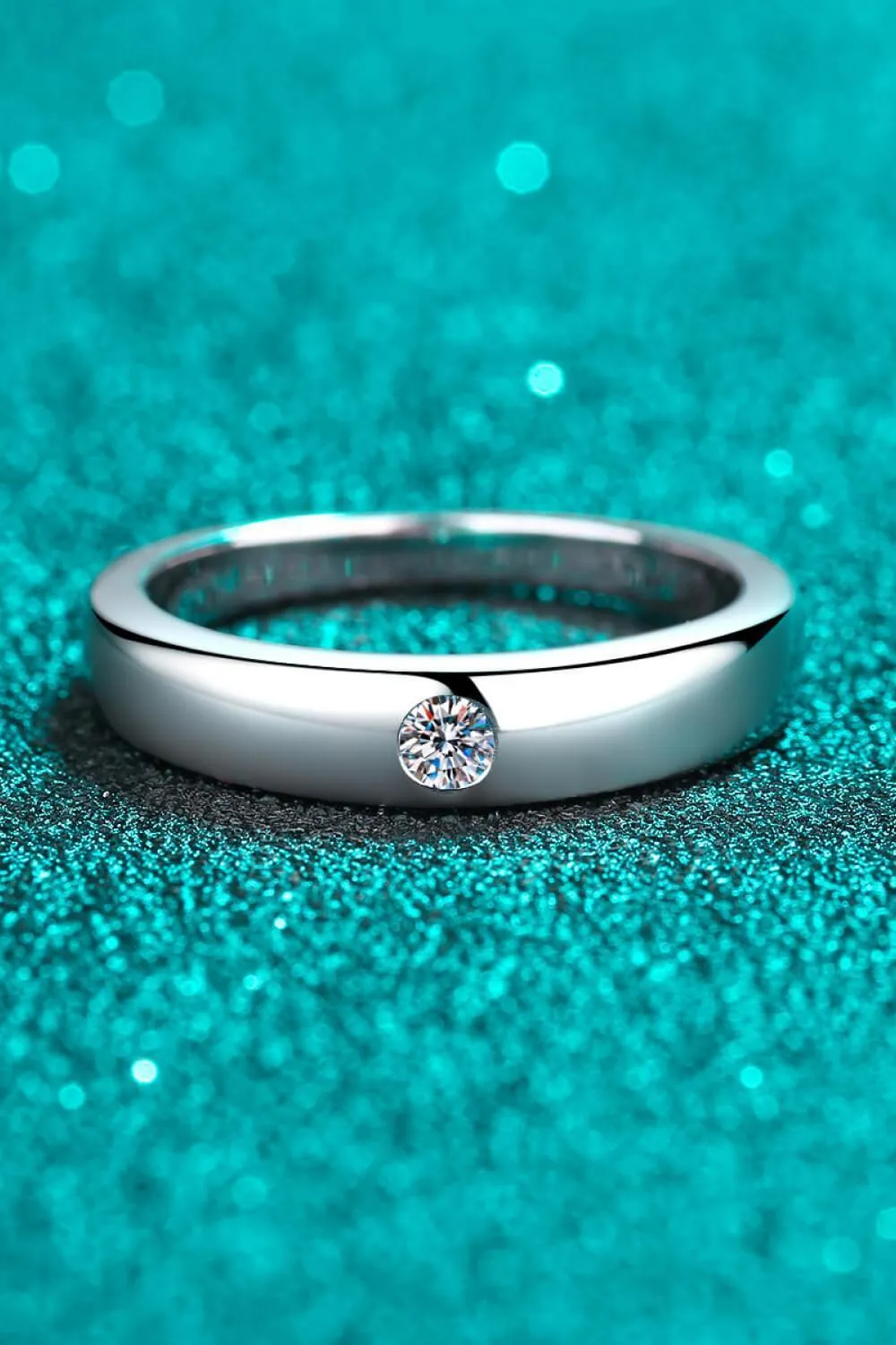 Single Moissanite Minimalist Sterling Silver Ring