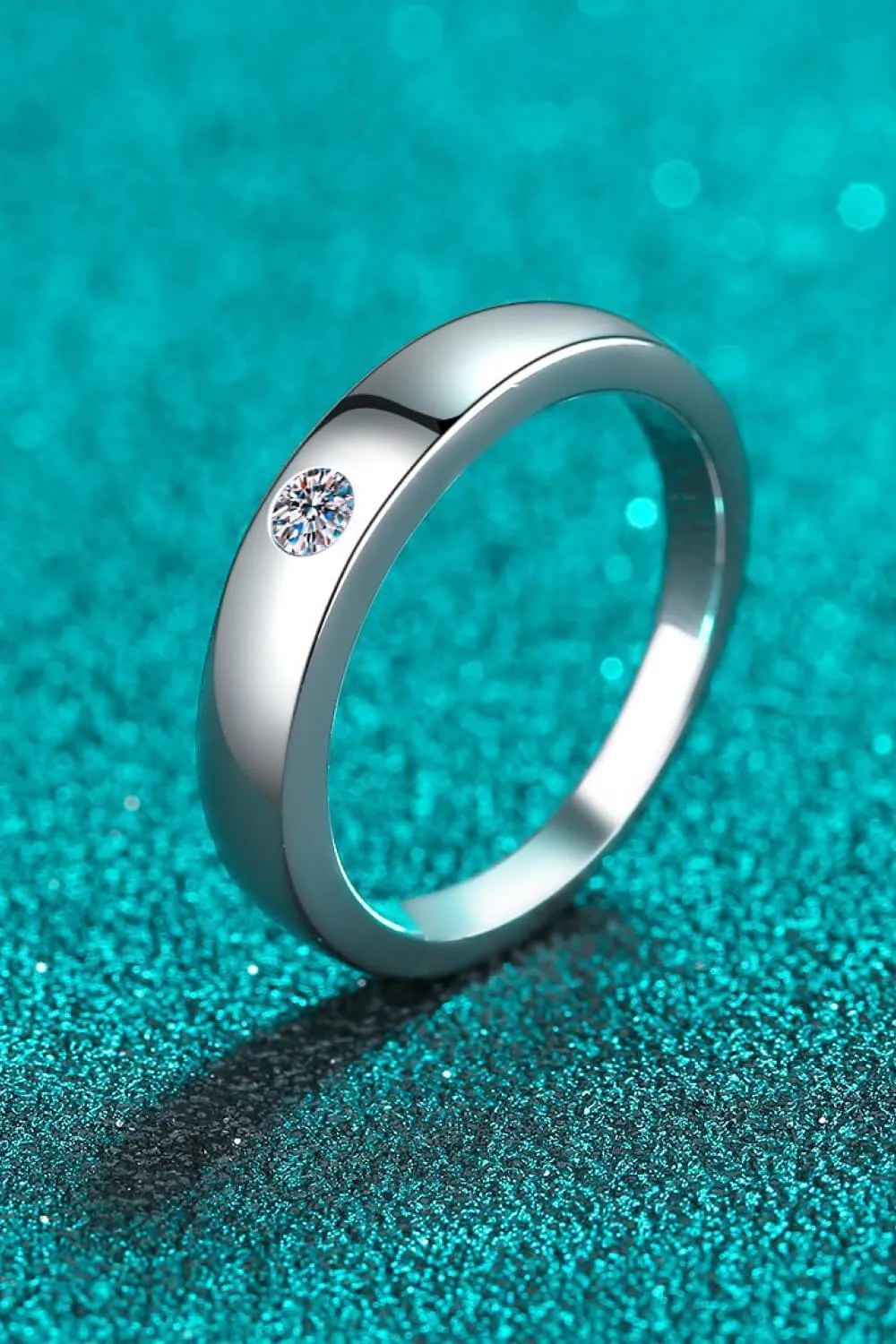 Single Moissanite Minimalist Sterling Silver Ring