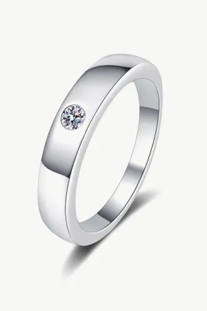Single Moissanite Minimalist Sterling Silver Ring