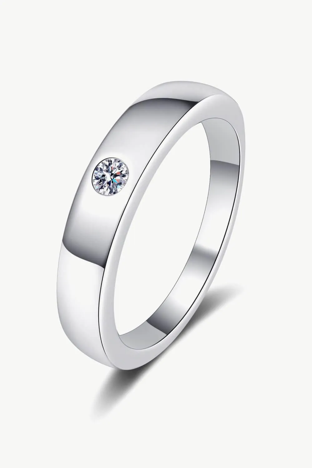 Single Moissanite Minimalist Sterling Silver Ring