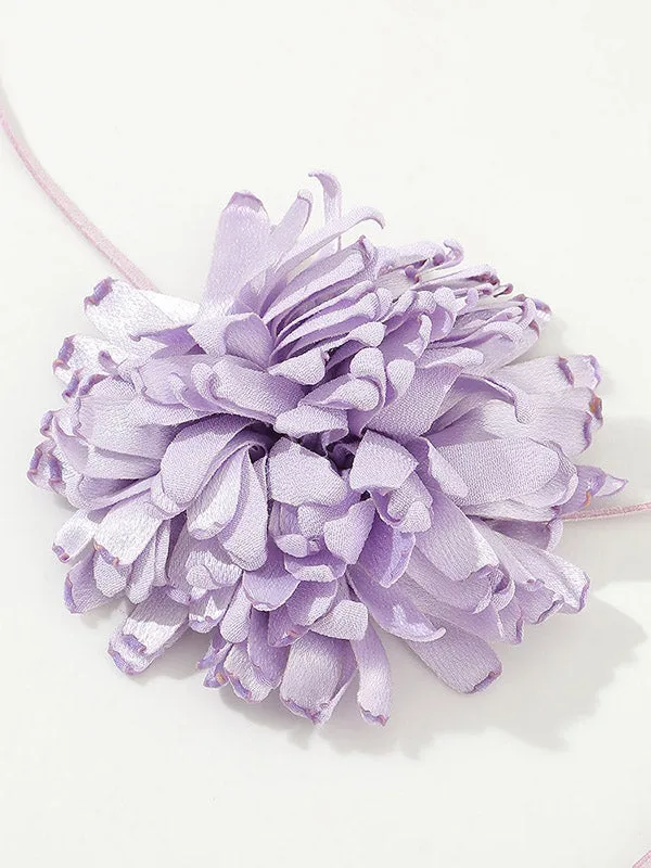 Solid Color Three-Dimensional Flower Tied Necklaces Accessories