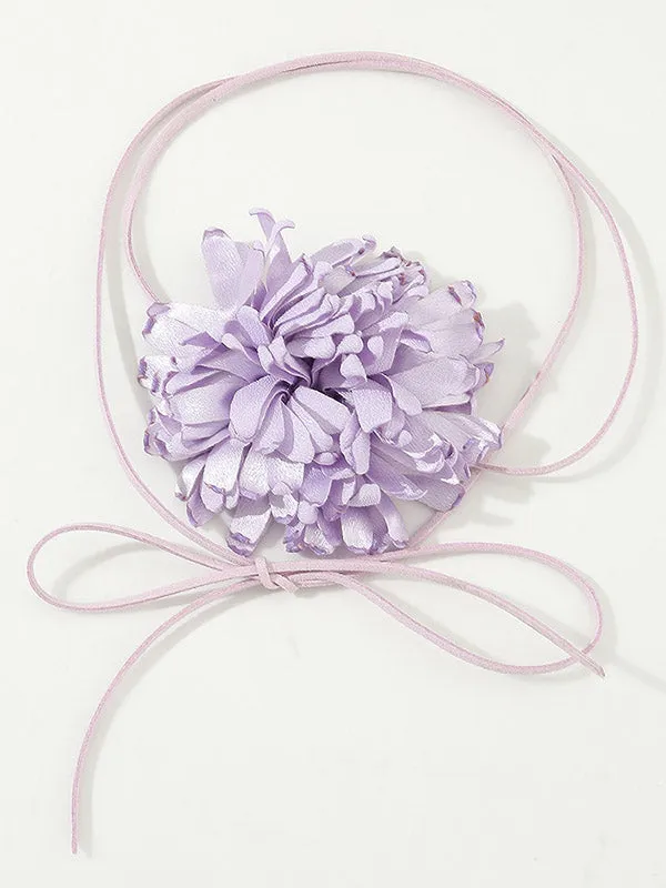 Solid Color Three-Dimensional Flower Tied Necklaces Accessories