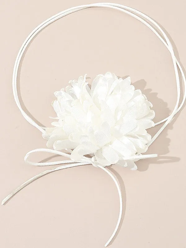 Solid Color Three-Dimensional Flower Tied Necklaces Accessories