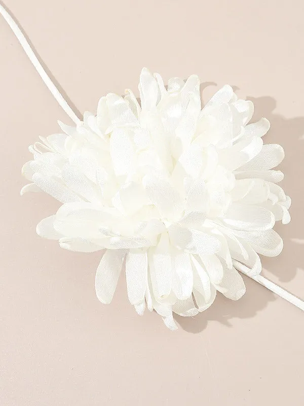Solid Color Three-Dimensional Flower Tied Necklaces Accessories