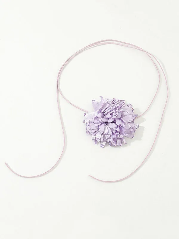 Solid Color Three-Dimensional Flower Tied Necklaces Accessories