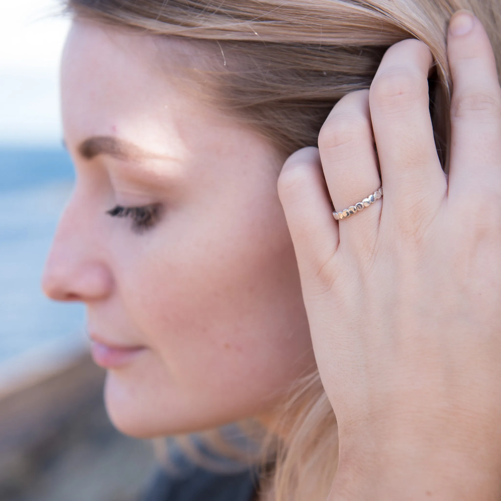 Solid Gold Pebble Ring