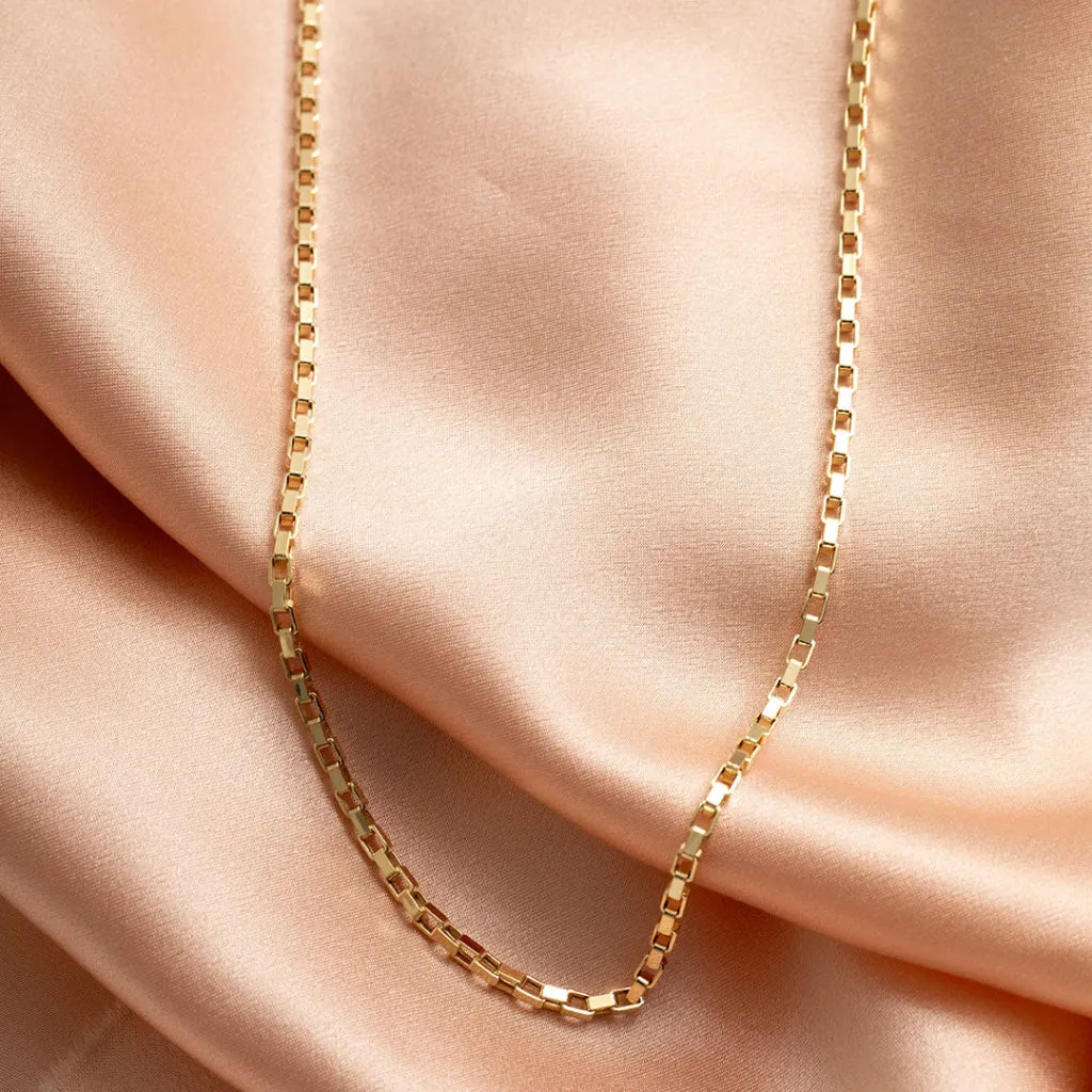 Square Paper Chain 18" | 9ct Gold