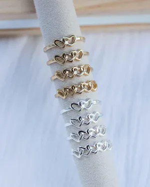 SS Linked heart ring 3 hearts