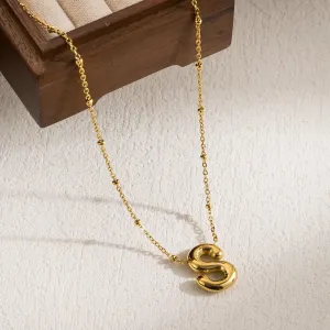 Stainless Steel 18 S Gold IP S initial Pendant Necklace 18 inch with 2inch extender
