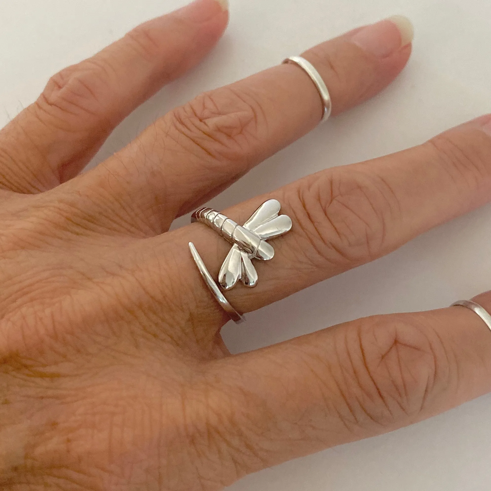 Sterling Silver Beautiful Dragonfly Ring, Silver Ring, Boho Ring, Spirit Ring